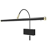 Cocoweb 19' Grand Piano Lamp - Adjustable, Black with Brass Accents, LED Clip-on with Dimmer - GPLED19D