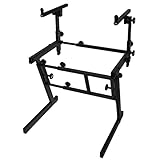 On-Stage KS7365EJ Pro Heavy-Duty Folding-Z Keyboard Stand with 2nd Tier,Black