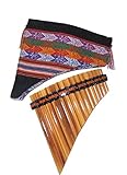 Pan Flute 15 Pipes Tunable Natural Bamboo From Peru Case Included (Brown)