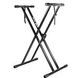 RockJam Xfinity Heavy-Duty, Double-X, Pre-Assembled, Infinitely Adjustable Piano Keyboard Stand with Locking Straps