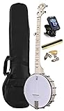 Deering Goodtime 5-String Openback Banjo Instrument Alley Package with Padded Gig Bag, True Tune Tuner, Mute and Picks