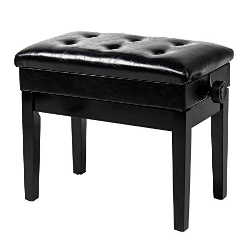 Bonnlo Adjustable Black Piano Bench with Storage