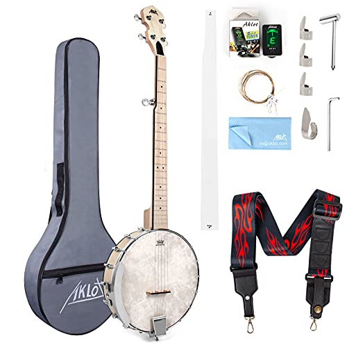 Aklot 5 String Full Size Maple Banjo Open Back