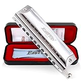 Chromatic Harmonica Key of C,10 Holes 40 Tones Professional Mouth Organ with Slide for Adults, Professionals and Students by East top