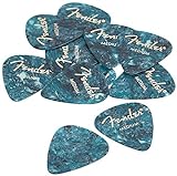 Fender Premium Celluloid Guitar Picks, 351 Shape, Ocean Turquoise, Guitar Picks Medium, Pack of 12