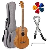 Kmise Tenor Guitar Ukulele 31 inch Mahogany Instrument Kit with Strap Picks Sponge Ukulele Gig Bag