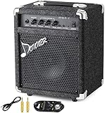 Donner 𝓑𝓪𝙨𝙨 𝓐𝙢𝙥 15W 𝓖𝙪𝙞𝙩𝙖𝙧 𝓐𝙢𝙥𝙡𝙞𝙛𝙞𝙚𝙧 DBA-1 Electric Practice Bass Combo AMP with Cable