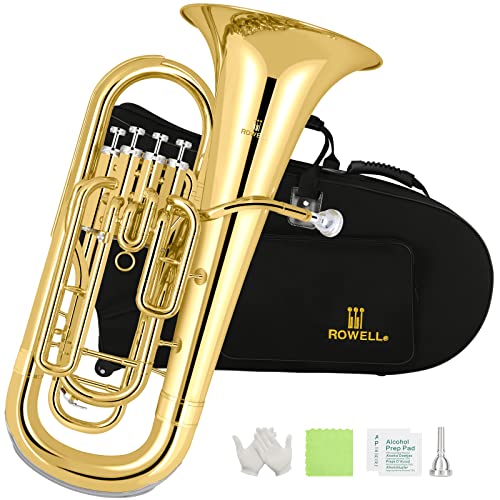ROWELL Euphonium 4 Valves Bb Brass Lacquer Gold 4 Stainless Steel Pistons